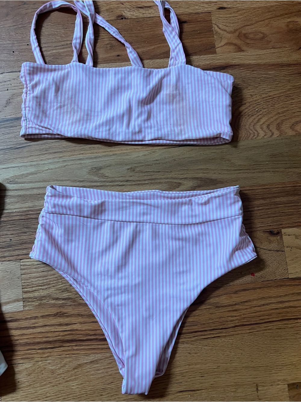 Pink high waisted swim suit